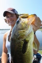 Woman Fishing Large Mouth Bass Attractive Royalty Free Stock Photo