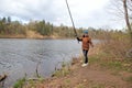 Woman with fishing rod Royalty Free Stock Photo