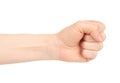 Woman fist on white background