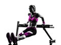 Woman fitness bench press push-ups exercises silhouette Royalty Free Stock Photo