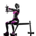 Woman fitness exercises weights silhouette Royalty Free Stock Photo