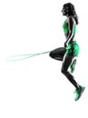 Woman fitness Jumping Rope exercises silhouette Royalty Free Stock Photo