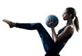 Woman fitness Medicine Ball excercises silhouette Royalty Free Stock Photo