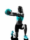 Woman fitness Medicine Ball exercises silhouette