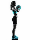 Woman fitness Medicine Ball exercises silhouette Royalty Free Stock Photo