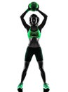 Woman fitness Medicine Ball exercises silhouette Royalty Free Stock Photo