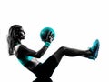 Woman fitness Medicine Ball exercises silhouette Royalty Free Stock Photo