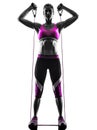 Woman fitness resistance bands exercises silhouette Royalty Free Stock Photo