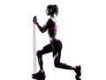 Woman fitness resistance bands exercises silhouette Royalty Free Stock Photo