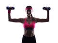 Woman fitness weights training exercises silhouette Royalty Free Stock Photo