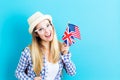 Woman with flags of English speaking countries