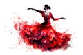 Woman Flamenco Dancer Black, Red and White Graphic Royalty Free Stock Photo