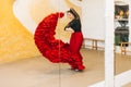 Woman Flamenco dancer turn dancing on the studio Royalty Free Stock Photo