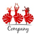 Woman flamenco logo. Vector illustration.