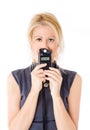 Woman and flash meter Royalty Free Stock Photo