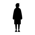 Woman flat style black silhouette with arabic hijab. Vector symbol of a female standing. Black color isolated on white background Royalty Free Stock Photo