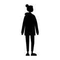 Woman flat style black silhouette. Vector symbol of a female standing. Black color isolated on white background Royalty Free Stock Photo