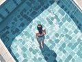 woman swim water sun person summer young pool holiday girl illustration. Generative AI. Royalty Free Stock Photo