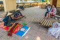 Woman flat weaves carpet in Nha Trang, Vietnam