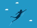 woman flies up in the sky. Growth concept. Vector