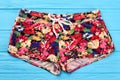 Woman floral textile short.