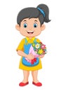 Woman florist with bouquet of flowers