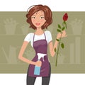 Woman florist. Vector illustration Royalty Free Stock Photo