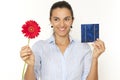 Woman flower solar cell Royalty Free Stock Photo
