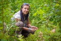 Woman in flower wild Royalty Free Stock Photo