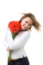 Woman with flowers and fly hair Royalty Free Stock Photo