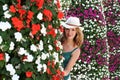 Woman Flowers, Young Girl Summer Outdoor Portrait, Peep out