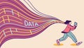 Woman with flowing data stream, digital information, data visualization, tech concept vector design Generative AI Royalty Free Stock Photo