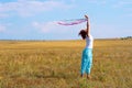 Woman with flutter ribbons