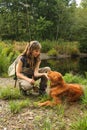 Woman Fly Fishing Small Stream For Trout