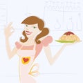 Woman and food vector Royalty Free Stock Photo