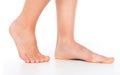 Woman foot stepping Royalty Free Stock Photo