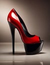 woman footwear, high heel red shoe, fashion and glamour, generative ai illustration