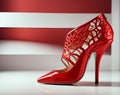 woman footwear, high heel red shoe, generative ai illustration