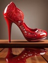 woman footwear, high heel red shoe, generative ai illustration