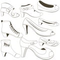 Woman footwear outlined vector