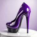 woman footwear, purple glossy leather high heel shoe, generative ai illustration Royalty Free Stock Photo