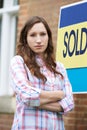 Woman Forced To Sell Home Through Financial Problems Royalty Free Stock Photo