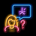 Woman Foreigner Silhouette neon glow icon illustration