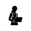 Woman foreman with laptop icon