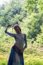 woman on a forest path Royalty Free Stock Photo