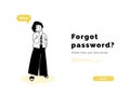Woman forgoted password, flat design in vector.