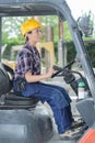 The woman forklift operator