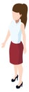 Woman in formal corporate clothes isometric icon. Office worker