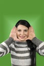 Woman frame face with hands Royalty Free Stock Photo