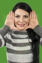 Woman frame face with hands Royalty Free Stock Photo